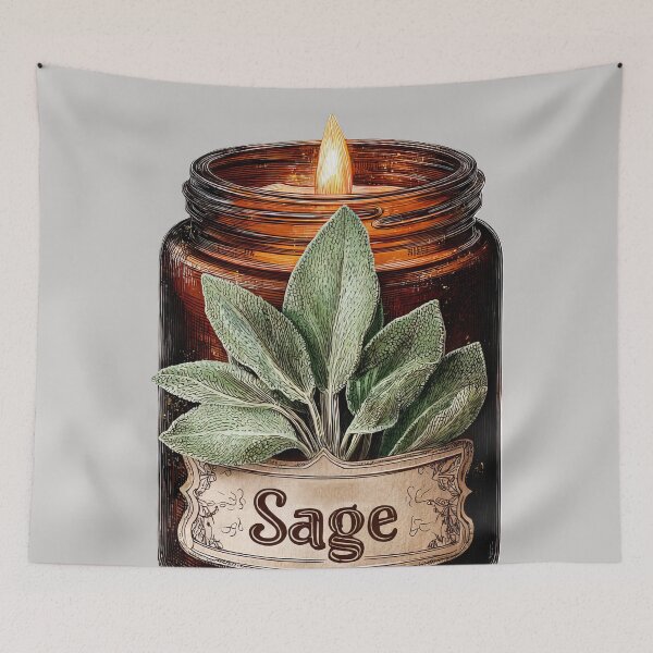 Item preview, Witchy Purification Candle With Sage Leaves designed and sold by scicilysimonee.