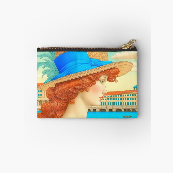 Item preview, Elegant Lady in Blue Hat: Venetian Canal Vista designed and sold by LanaGustavsson.