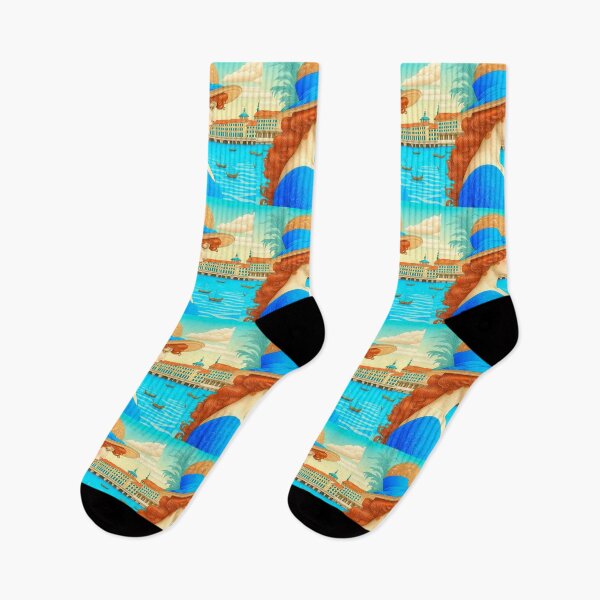 Item preview, Elegant Lady in Blue Hat: Venetian Canal Vista designed and sold by LanaGustavsson.
