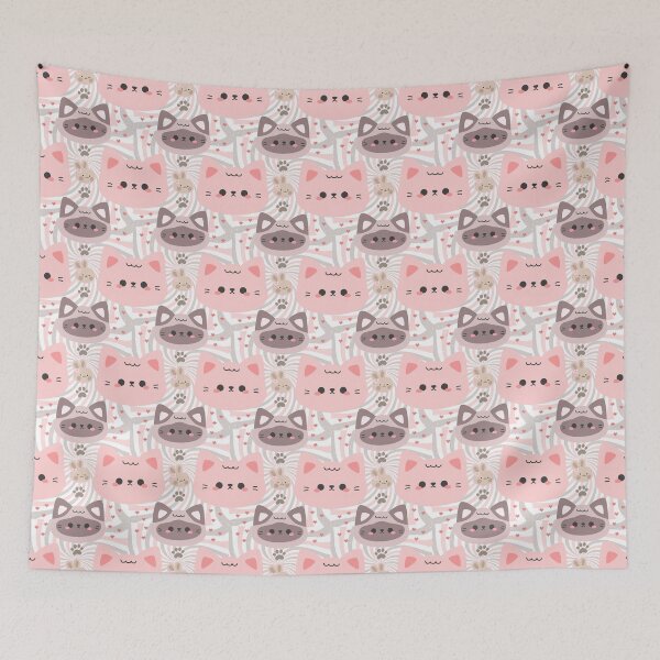 Item preview, Cute Pink and Grey Kitty Seamless Pattern : Adorable Cat Design for Pet Lovers designed and sold by AlienTechs.