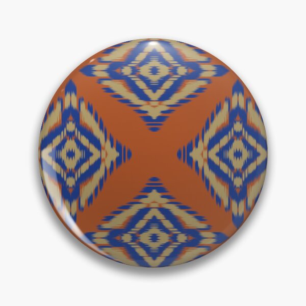 Item preview, Ikat Western Diamond Rustic Earthtone in  Blue Yellow Orange seamless pattern designed and sold by MonoDigitalArt.