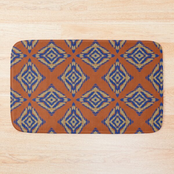 Item preview, Ikat Western Diamond Rustic Earthtone in  Blue Yellow Orange seamless pattern designed and sold by MonoDigitalArt.
