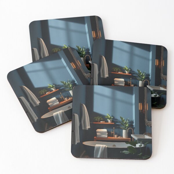 Item preview, Chic Navy Bathroom Oasis | Sunlit Walls, Gold Fixtures, and Lush Greenery designed and sold by Jade Ado.