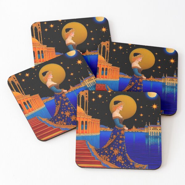 Item preview, Art Deco Belle: Golden Moon & Starry Venetian Night designed and sold by LanaGustavsson.