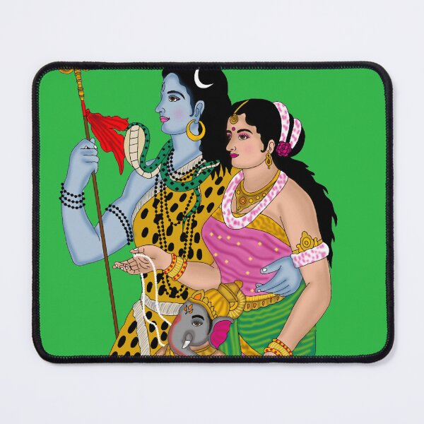 Item preview, Lord Shiva and Goddess Parvati Digital Art | Divine Couple Spiritual Wall Decor, Shiv Shakti Artwork designed and sold by Harshit_Digital_Arts.