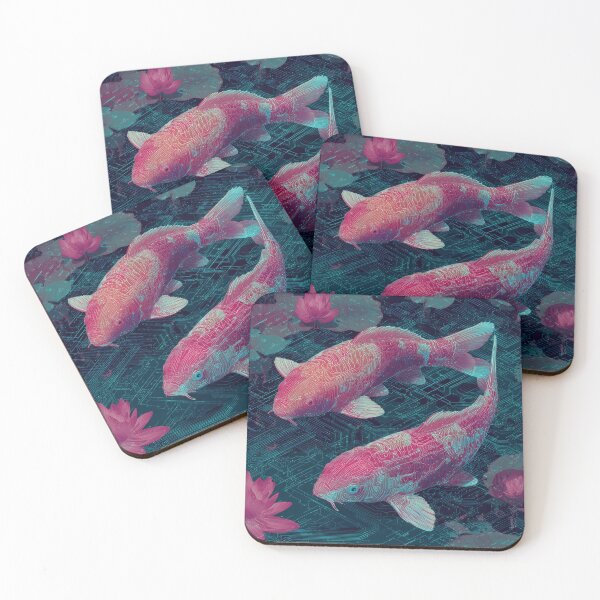 Item preview, Cyber Koi in a Neon Lotus Pond designed and sold by ArgentoArt.