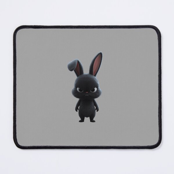 Item preview, Menacingly Cute Black Bunny – Grumpy 3D Animated Rabbit with Angry Eyes designed and sold by PixelVibe782.