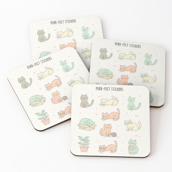 Item preview, Cute Cat Life Minimalist Sticker Pack designed and sold by cozy corner co. .