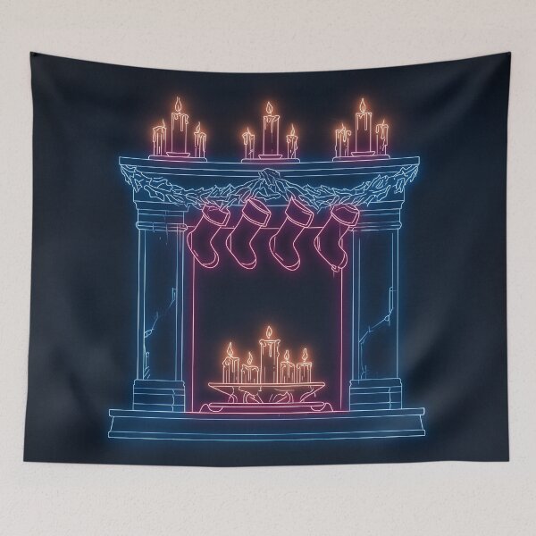 Item preview, Neon Christmas Fireplace Glow designed and sold by ArgentoArt.