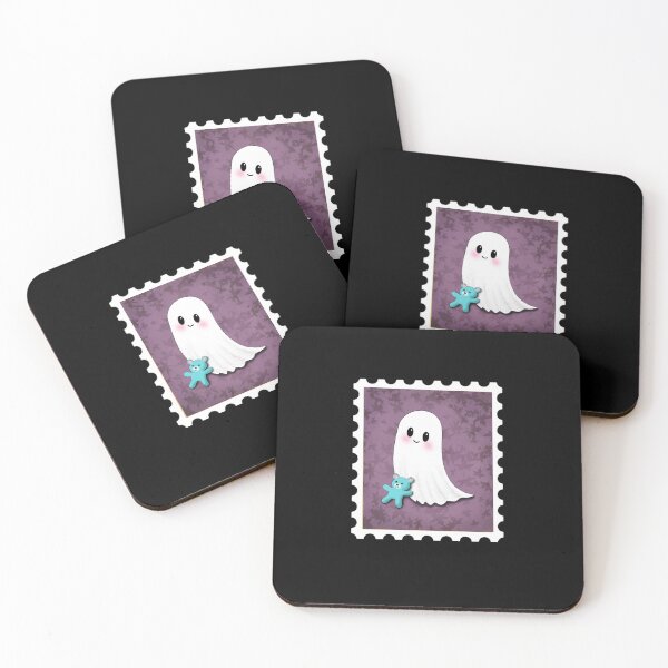 Item preview, Cute little ghost with his teddy bear postage stamp design designed and sold by StephJChild.