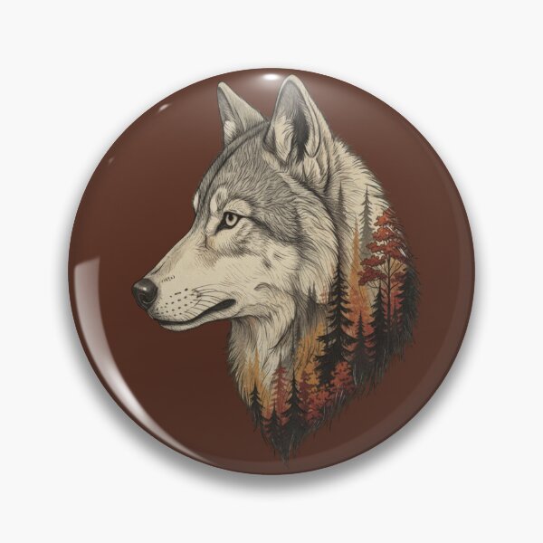 Item preview, Wolf Double Exposure Autumn Forest Illustration designed and sold by BirdsnStuff.