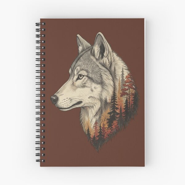 Item preview, Wolf Double Exposure Autumn Forest Illustration designed and sold by BirdsnStuff.