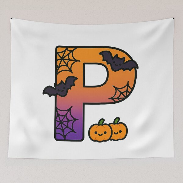 Item preview, Halloween Letter P – Cute Kawaii Cartoon with Spooky Details designed and sold by PrintCreations9.