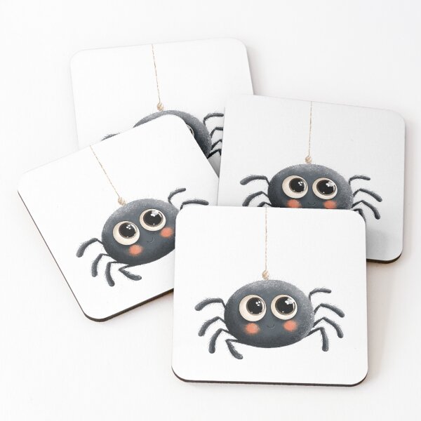 Item preview, Cute Hanging Spider Cartoon With Big Eyes on a Black Background for Kids and Halloween designed and sold by KanDa-Shop.