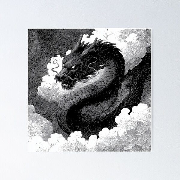 Item preview, Celestial Ink Dragon in Storm Clouds designed and sold by ArgentoArt.