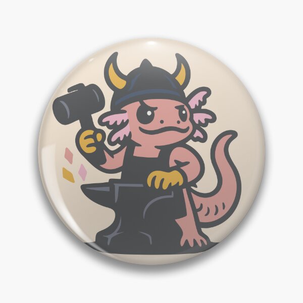 Item preview, Axolotl Viking Blacksmith – Retro Cartoon Fantasy Mascot Design designed and sold by ZethStudios.