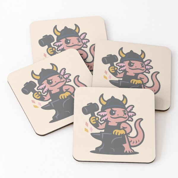 Item preview, Axolotl Viking Blacksmith – Retro Cartoon Fantasy Mascot Design designed and sold by ZethStudios.