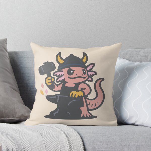 Item preview, Axolotl Viking Blacksmith – Retro Cartoon Fantasy Mascot Design designed and sold by ZethStudios.