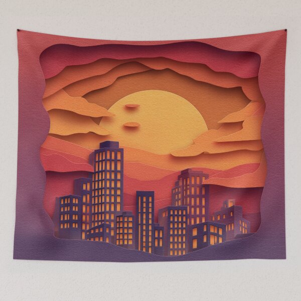 Item preview, Paper-Cut Sunset Cityscape designed and sold by ArgentoArt.