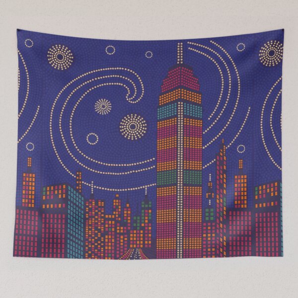 Item preview, Dreamlike Skyline – Glowing Urban Dot Art designed and sold by Syrupulse.
