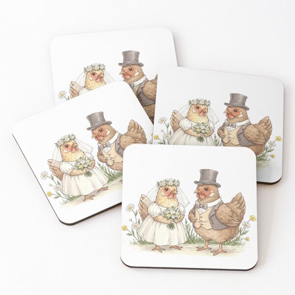 Item preview, Rustic Chicken Wedding – Country Folk Art Illustration designed and sold by Pasteltone.