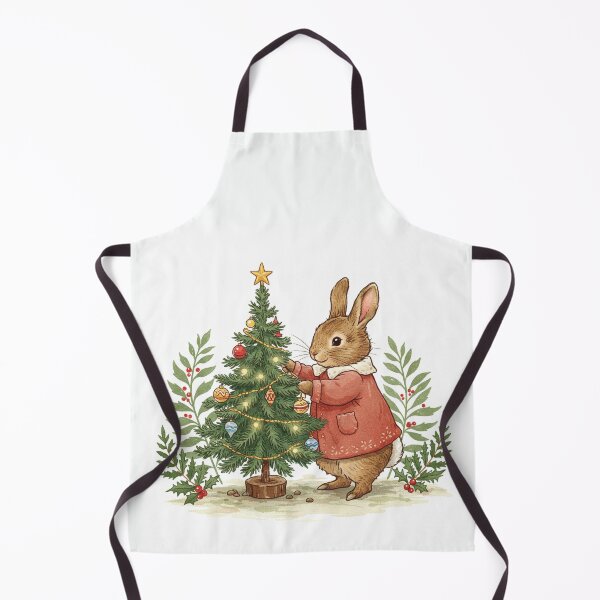 Item preview, Woodland Bunny Decorating a Christmas Tree – Cozy Holiday Illustration designed and sold by Pasteltone.