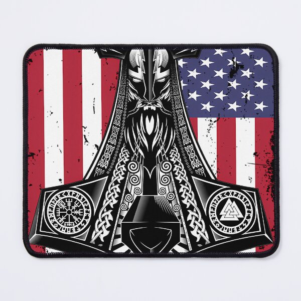 Item preview, American Flag With Thor'S Hammer Mjolnir Viking designed and sold by NeeaLind.
