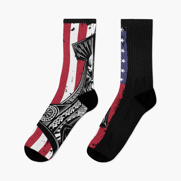 Item preview, American Flag With Thor'S Hammer Mjolnir Viking designed and sold by NeeaLind.