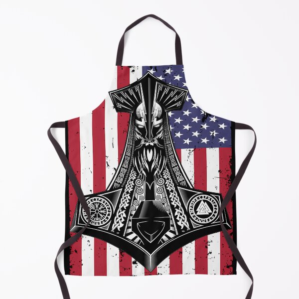 Item preview, American Flag With Thor'S Hammer Mjolnir Viking designed and sold by NeeaLind.