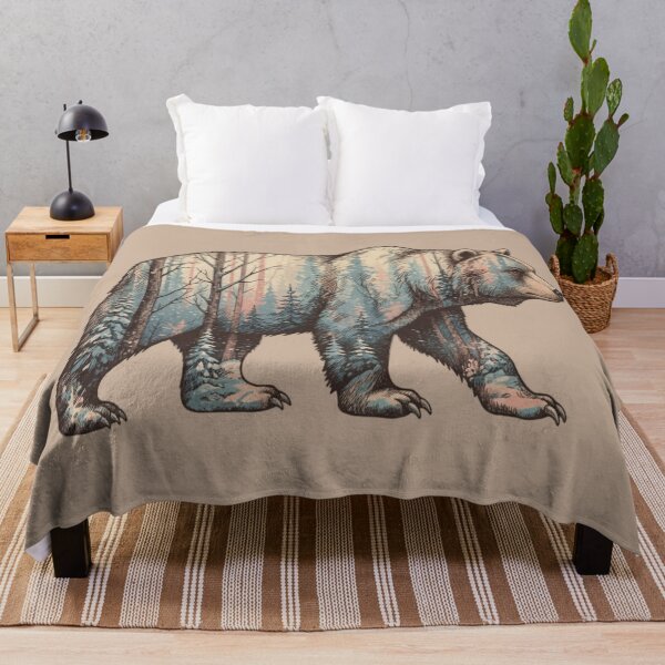 Item preview, Grizzly Bear Double Exposure Winter Forest Woods Graphic designed and sold by BirdsnStuff.