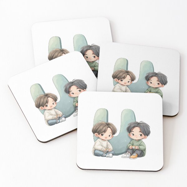 Item preview, Two Cute Boys Playing in Front of Giant Letter U Illustration designed and sold by JunsH.