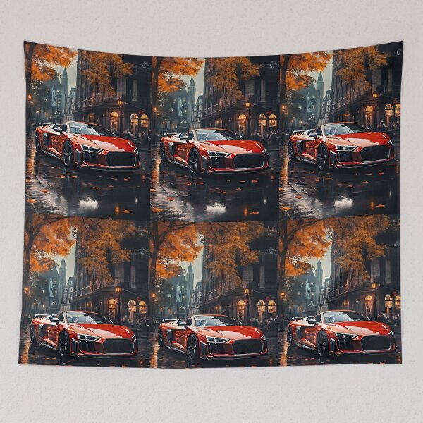 Item preview, Stunning Convertible Sports Car In Vibrant Autumn Cityscape designed and sold by RevUpDesign.