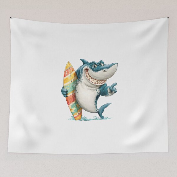 Item preview, Goofy Shark Surfer designed and sold by IssaraStudio.