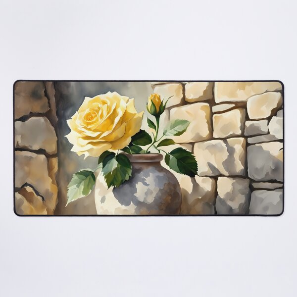 Item preview, Yellow Rose in Clay Vase designed and sold by CalmnessbyChoice.