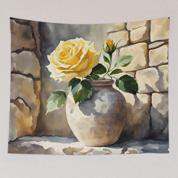 Item preview, Yellow Rose in Clay Vase designed and sold by CalmnessbyChoice.