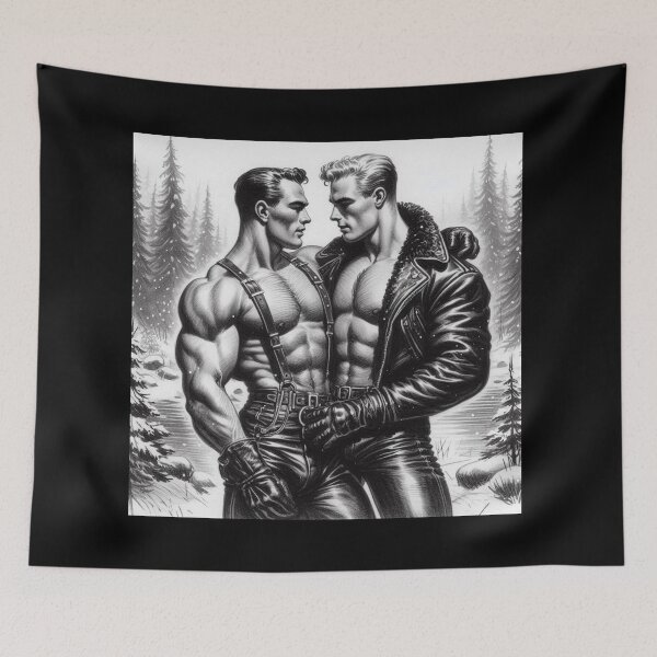 Item preview, "Together At Last" Vintage 1940s Gay Lumberjacks Tom of Finland Tribute Graphic Design designed and sold by ItsAKinkThing.