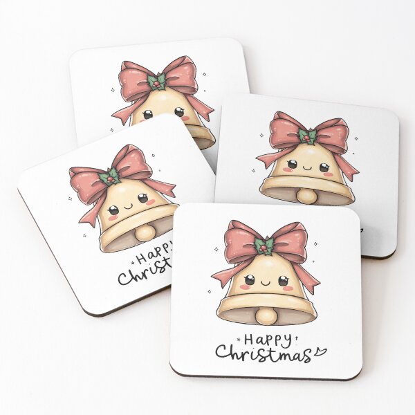 Item preview, Cute Christmas Bell With Red Bow And Holly — Kawaii Cartoon Illustration For Holiday Use designed and sold by KanDa-Shop.