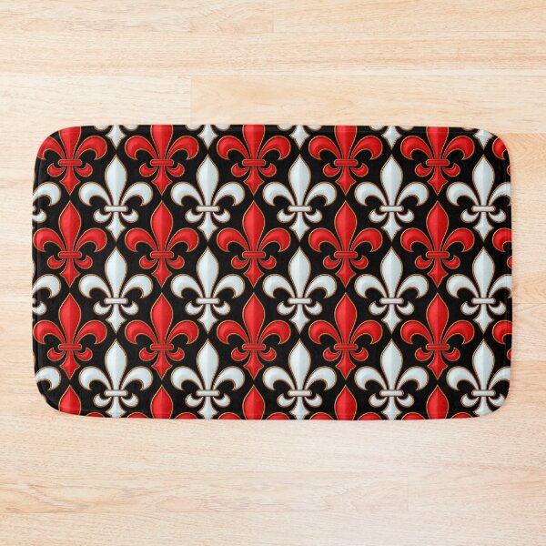 Item preview, Red White Damask Fleur-de-lis Pattern - Black  designed and sold by PatternTitan.