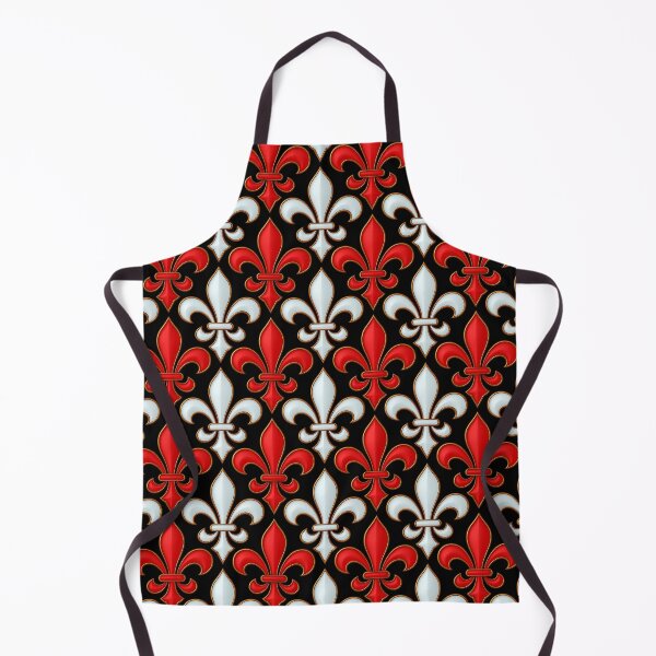 Item preview, Red White Damask Fleur-de-lis Pattern - Black designed and sold by PatternTitan.