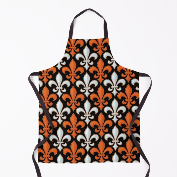 Item preview, Orange White Damask Fleur-de-lis Pattern - Black designed and sold by PatternTitan.