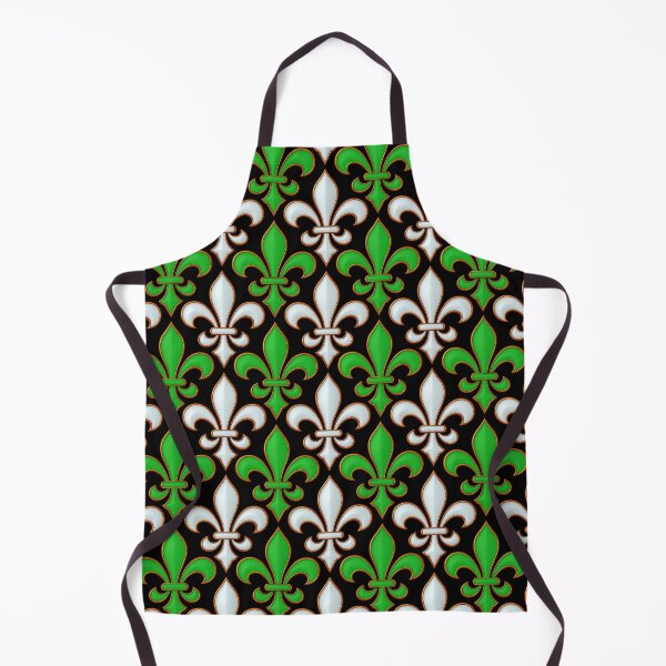 Item preview, Green White Damask Fleur-de-lis Pattern - Black designed and sold by PatternTitan.