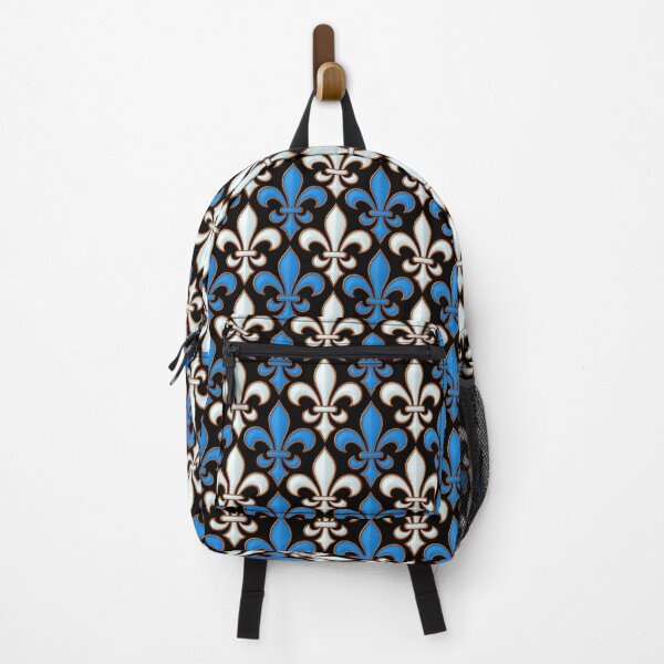 Item preview, Blue White Damask Fleur-de-lis Pattern - Black designed and sold by PatternTitan.