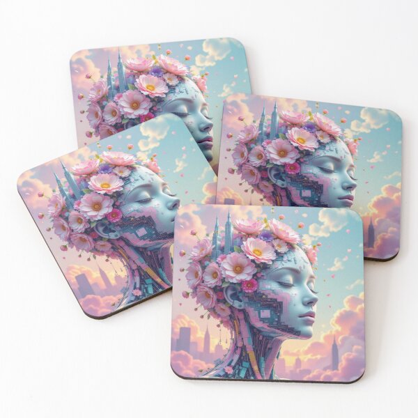 Item preview, Cyberflora Dreams – Flower Crown Meets Future Soul in a Surreal Cityscape designed and sold by FotoworldEdel.