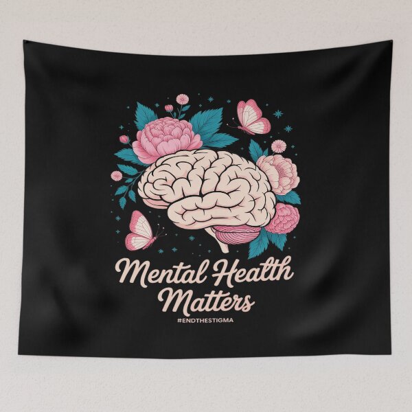 Item preview, End The Stigma Mental Health Matters Awareness Brain Floral designed and sold by Idarmotar.