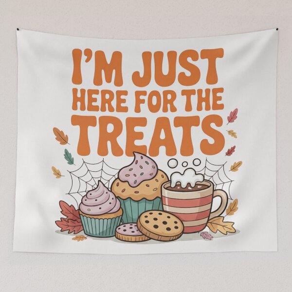 Item preview, Funny Halloween Fall Treats Quote: I'm Just Here for the Treats - Autumn Snacks for Kids & Adults designed and sold by wellie-chic.