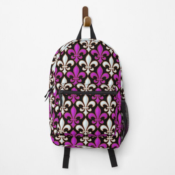 Item preview, Purple White Damask Fleur-de-lis Pattern - Black designed and sold by PatternTitan.