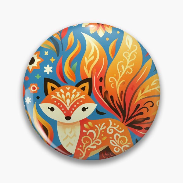 Item preview, Scandinavian Folk Art Cute Fire Fox and Rainbow by heidiannemorris © designed and sold by FOLK ART FUSION.