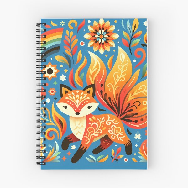 Item preview, Scandinavian Folk Art Cute Fire Fox and Rainbow by heidiannemorris © designed and sold by FOLK ART FUSION.