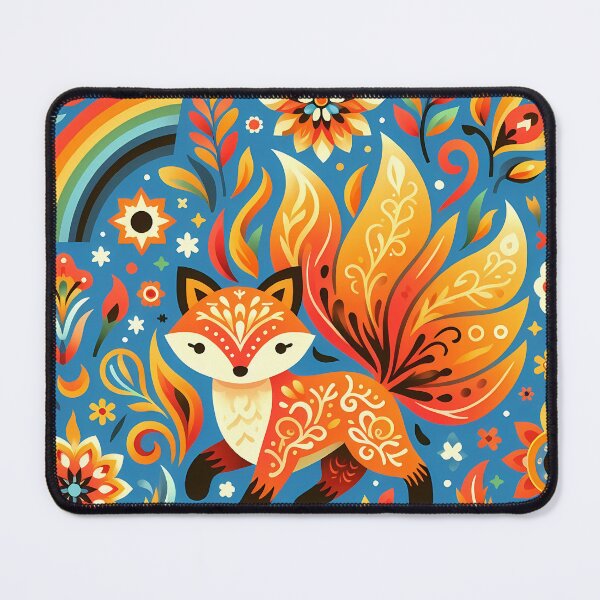 Item preview, Scandinavian Folk Art Cute Fire Fox and Rainbow by heidiannemorris © designed and sold by FOLK ART FUSION by heidiannemorris.