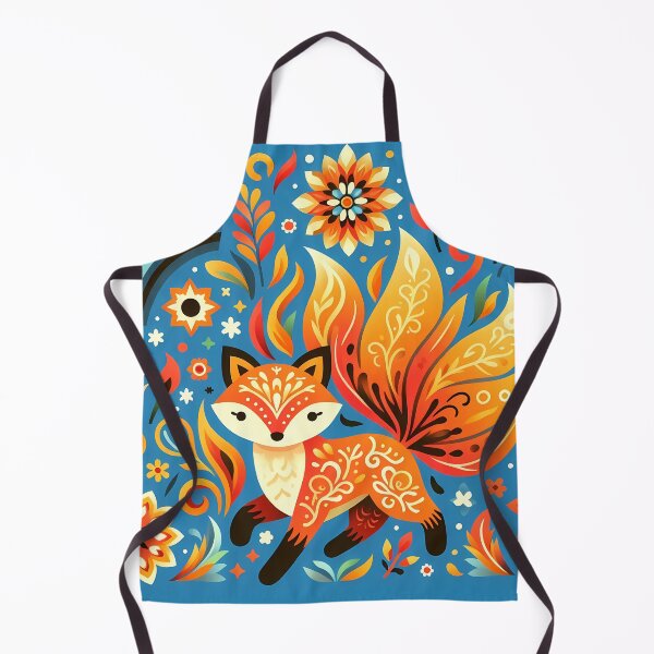 Item preview, Scandinavian Folk Art Cute Fire Fox and Rainbow by heidiannemorris © designed and sold by FOLK ART FUSION by heidiannemorris.